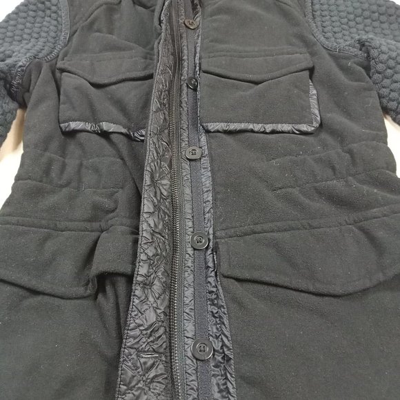 Lululemon Womens Miracle Jacket Size 6 Black Fleece Cargo Pockets Knit Sleeves - Picture 7 of 9